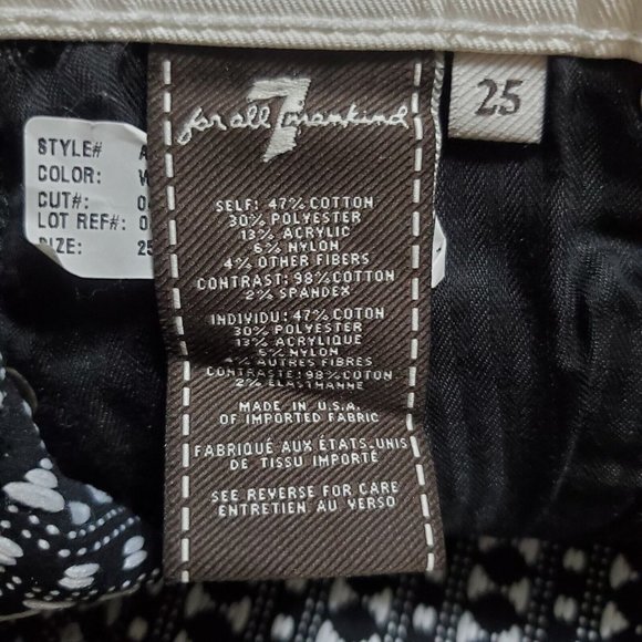 NWT 7 For All Mankind Pieced Jacquard Skinny Jeans White Stripe Geo Size 25 - Picture 8 of 10